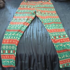 LuLaRoe Festive Red and Green Alpine Knit Patterned One Size Leggings